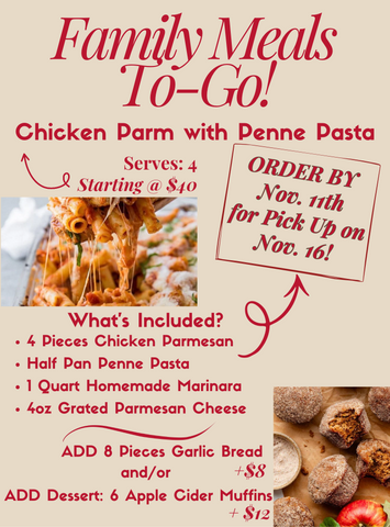Chef Eric’s Family-Style Meals To-Go: Chicken Parmesan
