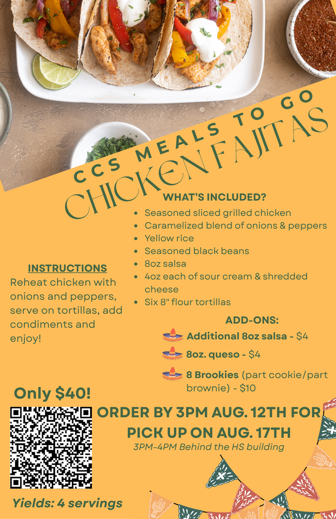 Chef Eric’s Family-Style Meals To-Go: Chicken Fajitas